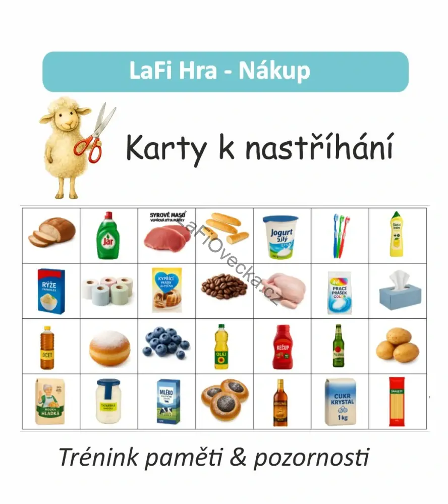 LaFi hra – Nákup: Základní potraviny | Trénink paměti bez stresu