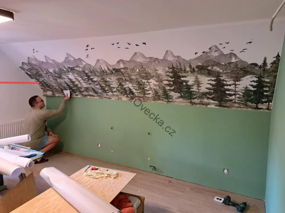 LaFi tapeta na míru – Les bez zvířat (akvarel)