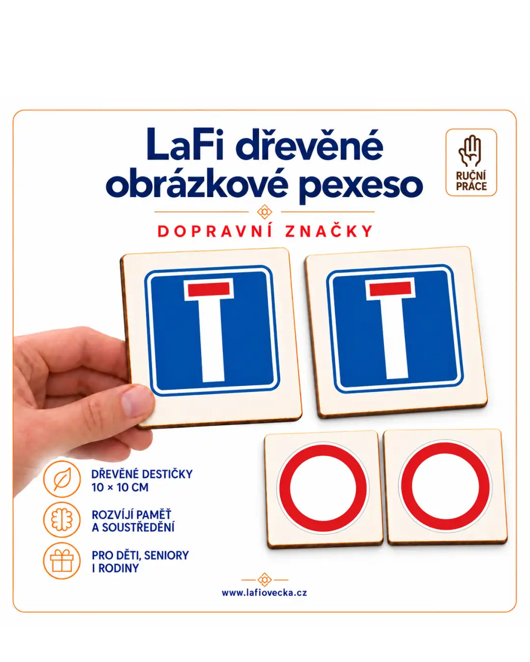 LaFi dřevěné obrázkové pexeso – Dopravní značky