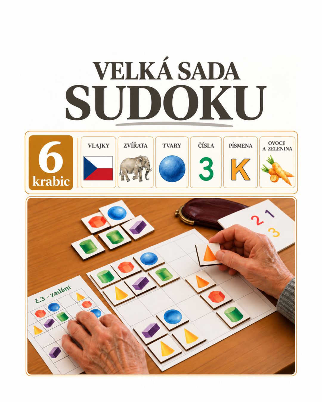 LaFi Velká sada Sudoku – 6 dřevěných her