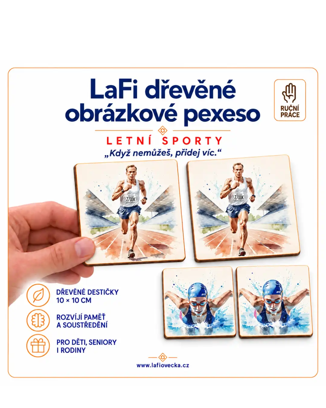 LaFi dřevěné obrázkové pexeso – Letní sporty 2
