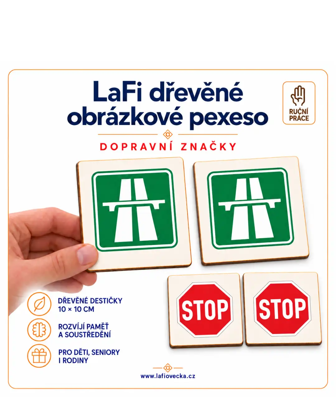LaFi dřevěné obrázkové pexeso – Dopravní značky 2