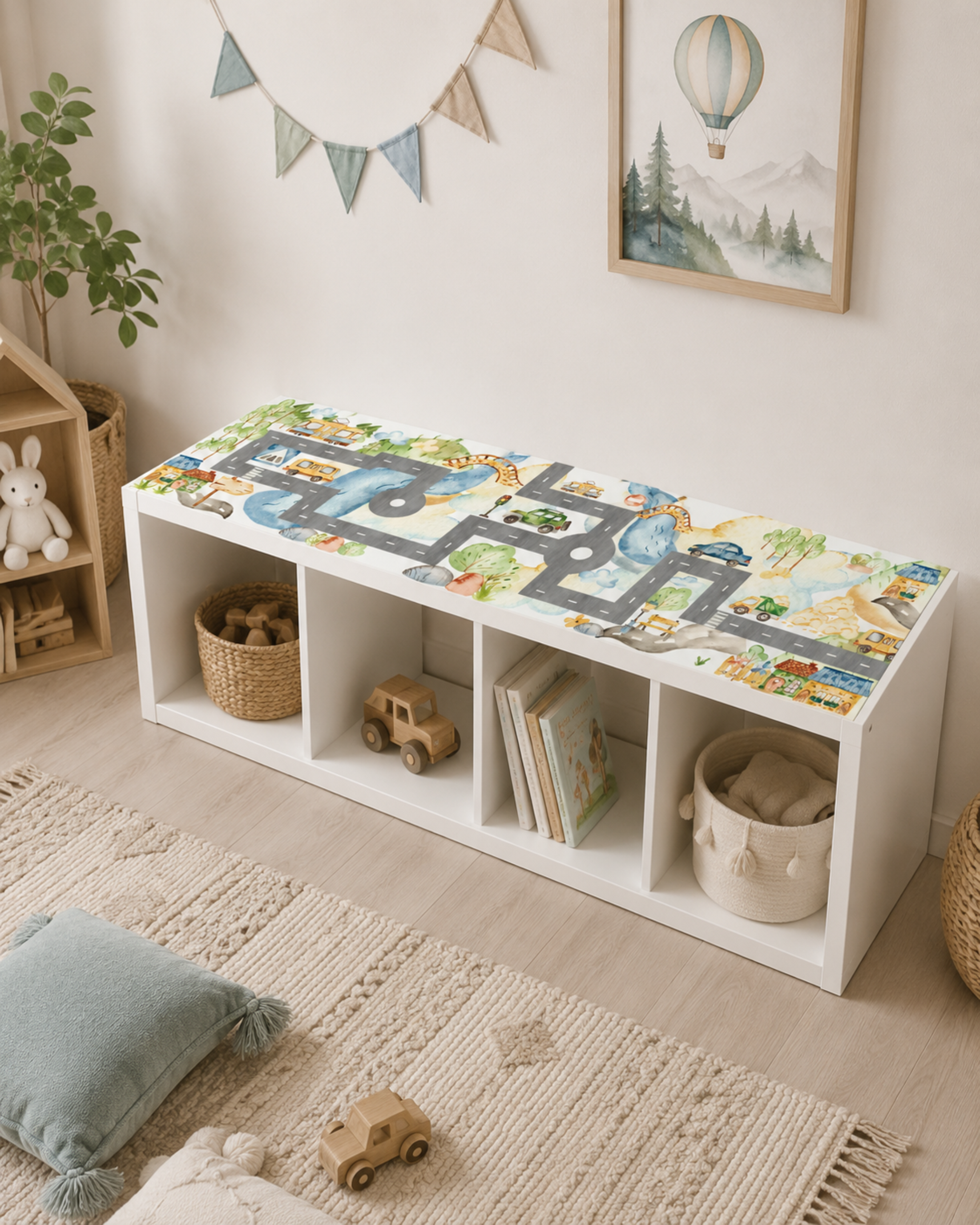LaFi samolepka na IKEA KALLAX – Akvarel cesta (na horní desku)