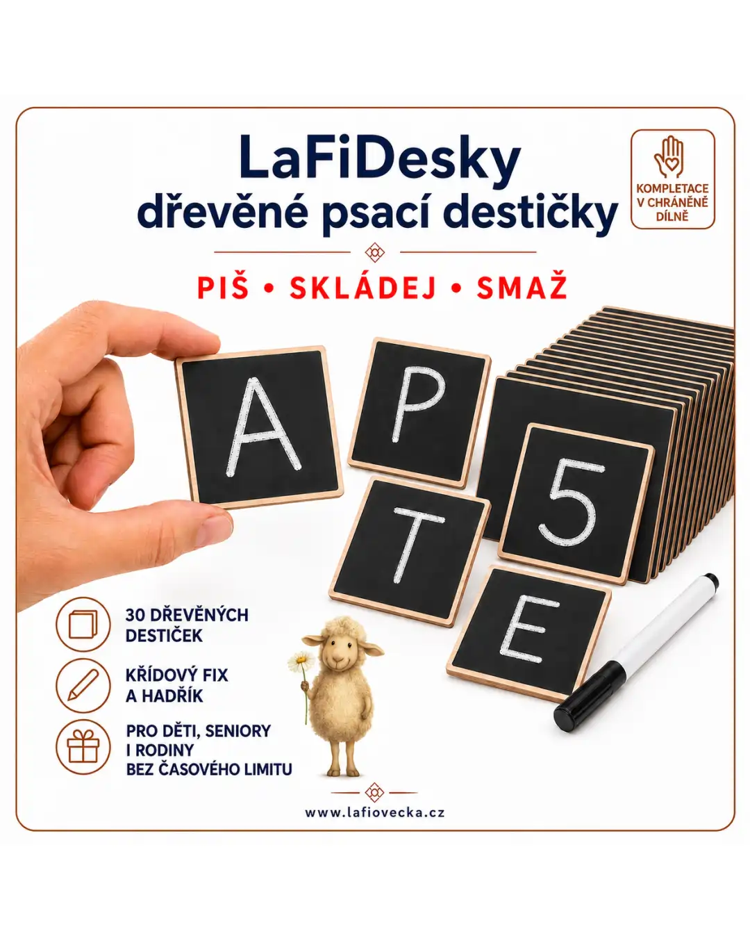 LaFiDesky – dřevěné psací destičky (30 ks)