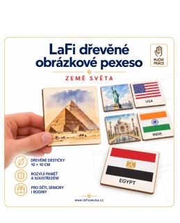LaFi dřevěné obrázkové pexeso – Země světa