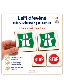 LaFi dřevěné obrázkové pexeso – Dopravní značky(Dálnice)