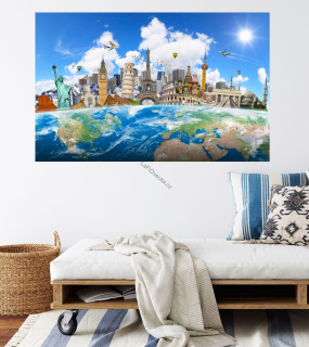 LaFi textilní samolepka na zeď – Barevné dominanty světa pro děti | bez PVC | 1 díl