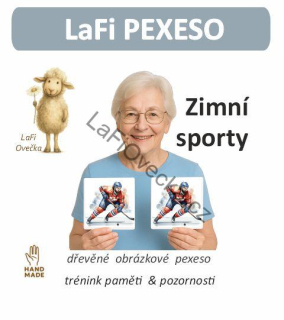 LaFi Dřevěné Pexeso – Zimní sporty (10×10 cm) | Trénink paměti | Česká výroba