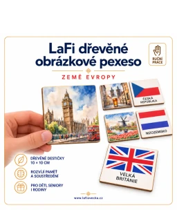LaFi dřevěné obrázkové pexeso – Země Evropy