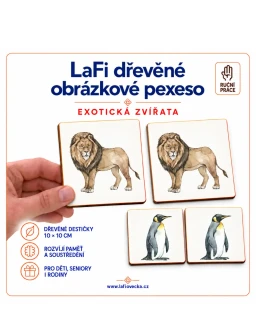 LaFi dřevěné obrázkové pexeso – Exotická zvířata (Lev)