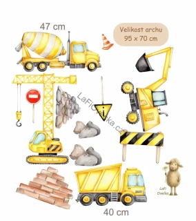 LaFi samolepky na zeď – Stavební stroje (textilní, přemístitelné) | Česká výroba