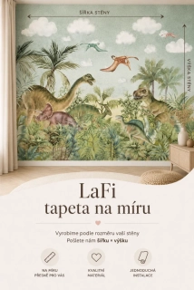 LaFi tapeta na míru – Dinosauří džungle (akvarel) | dinosauři a pterosauři