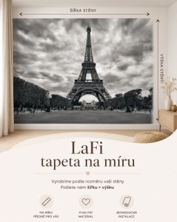 LaFi tapeta na míru – Paříž (Eiffelova věž) | černobílá fotografie
