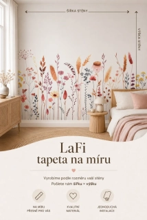 LaFi tapeta na míru – Luční kvítí (opakující se akvarelový pás)