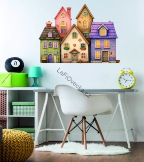 LaFi samolepka na zeď Domeček č.3 | textilní, bez PVC