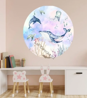 LaFi textilní samolepka na zeď – Podmořský svět (kruh) | MIDI 47 / MAXI 95 / na míru