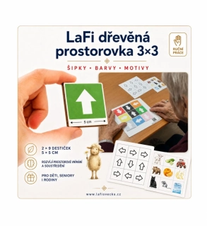 LaFi dřevěná Prostorovka 3×3 – logická hra se šipkami, barvami a motivy