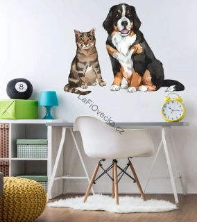 LaFi samolepka na zeď – Pes a kočka | domácí zvířata