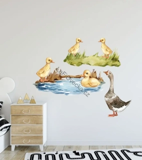 LaFi samolepka na zeď – Kachňátka a husa | domácí zvířata