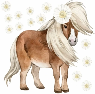 LaFi samolepka na zeď – Poník s kytičkami | do dívčího pokoje