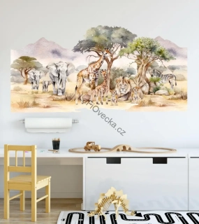 LaFi samolepka na zeď – Safari (95 × 47 cm) | možnost na míru i přes celou zeď
