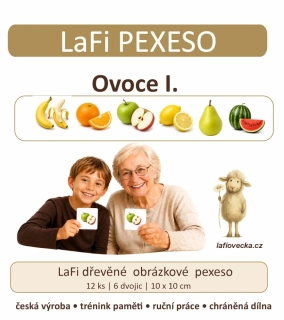 LaFi dřevěné obrázkové pexeso – Ovoce I.