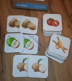 LaFi Dřevěné Pexeso – Ovoce a zelenina (10×10 cm) | Trénink paměti | Česká výroba