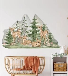 LaFi samolepka na zeď – Srnčí rodinka v horách