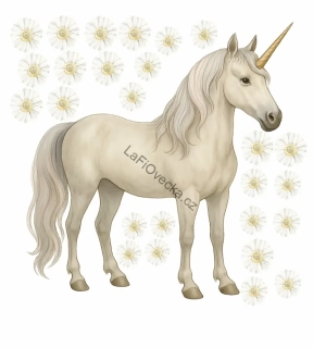 LaFi samolepka na zeď – Jednorožec s květy | do dívčího pokoje