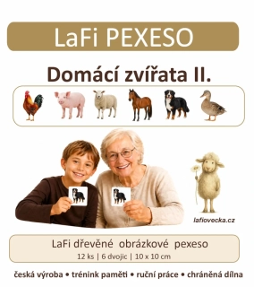 LaFi dřevěné obrázkové pexeso – Domácí zvířata II.