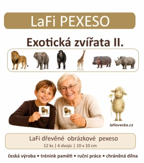 LaFi dřevěné obrázkové pexeso – Exotická zvířata II.