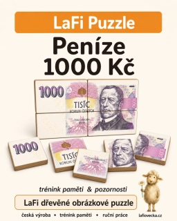 LaFi Dřevěné Puzzle – Peníze (1000, 2000, 5000) | Originální dárek