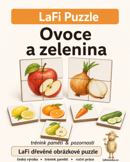 LaFi Dřevěné Puzzle – Ovoce a zelenina | Česká výroba