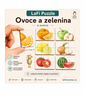 LaFi Dřevěné Puzzle – Ovoce a zelenina | Česká výroba