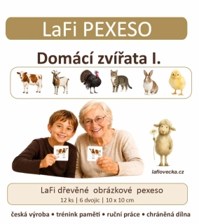 LaFi dřevěné obrázkové pexeso – Domácí zvířata I.