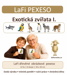 LaFi dřevěné obrázkové pexeso – Exotická zvířata I.