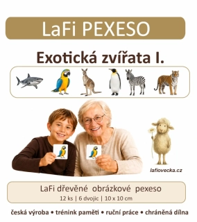 LaFi dřevěné obrázkové pexeso – Exotická zvířata I.