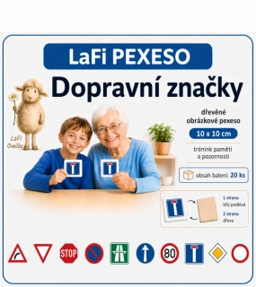 LaFi dřevěné obrázkové pexeso – Dopravní značky I.
