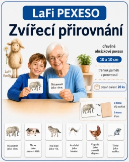 LaFi Dřevěné Pexeso – Zvířecí přirovnání (10×10 cm) | Česká výroba