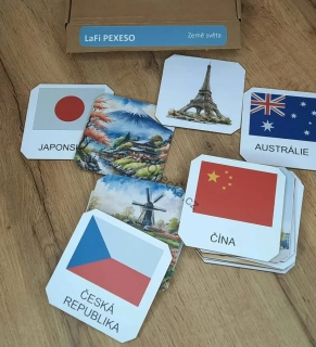 LaFi Dřevěné Pexeso – Země světa | Trénink paměti a vzpomínek | Česká výroba