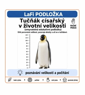 LaFi Měřítko – Tučňák císařský v životní velikosti | omyvatelná edukativní podložka
