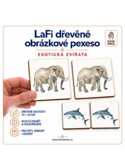 LaFi dřevěné obrázkové pexeso – Exotická zvířata (Slon)