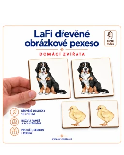 LaFi dřevěné obrázkové pexeso – Domácí zvířata (Pes)