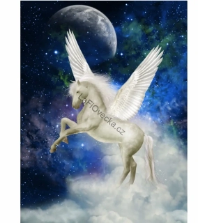 LaFi tapeta na míru – Noční jednorožec s křídly (pegas) a měsíc