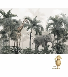 LaFi tapeta na míru – Safari v mlze (žirafa a slon)